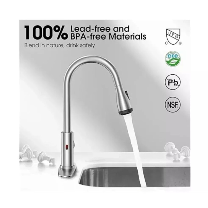 WaterSong Touchless Kitchen Faucet Sink w/ Smart Sensor WS062200 Brushed