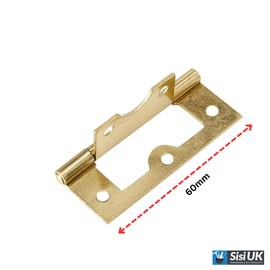 4 Pcs Brass Flush Door Hinges 60mm (2.1/2 inch) Heavy Duty Non-Mortise No Noise Bifold Door Hinges for Internal External Doors Cupboard Cabinets