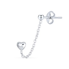 Bling Jewelry Set of Two Love Knot Infinity Symbol Mini Heart Double Pierced Cartilage Ear Lobe Helix Chain & Ear Stud Earrings For Women .925 Sterling Silver