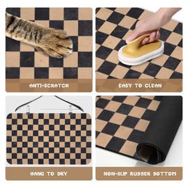 Dog Food Mats for Floors Waterproof, Pet Water Bowl Mats Pet Feeding Absorbent Placemats Plaid 12 * 20 inch