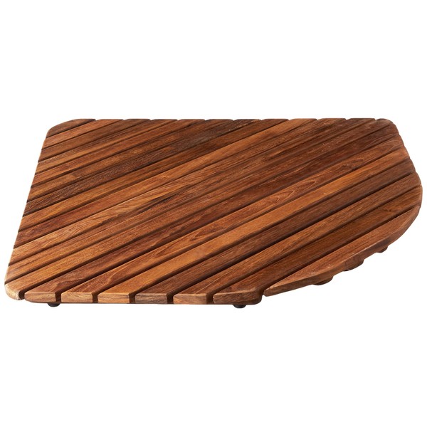 Bare Decor Dania Corner Shower Spa Mat, 24 by 24-Inch, Solid Teak Wood and Oiled Finish