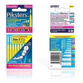Piksters Interdental Brushes Pack of 10 Yellow 0.60 mm Value Pack (6 x 10 Pieces)