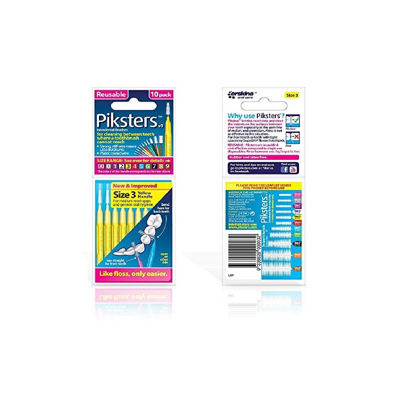 Piksters Interdental Brushes Pack of 10 Yellow 0.60 mm Value