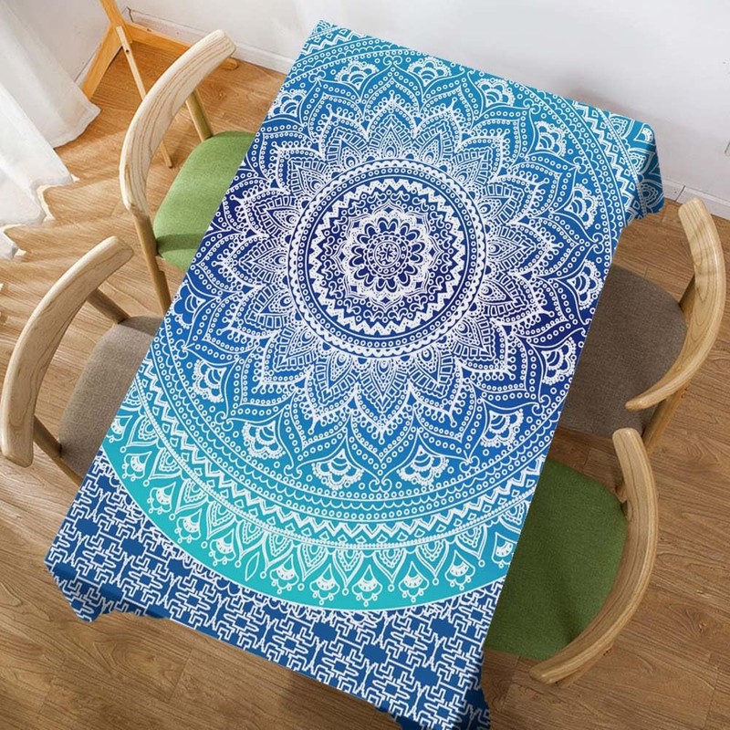 Walmsco Tablecloth Gradient Bohemian Mandala Pattern Decor For Dining Room