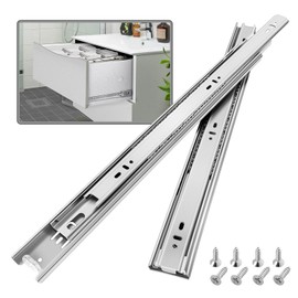 BAIDICE 1 Pair Stainless Steel Full Extension Ball Bearing Drawer Slides 8 10 12 14 16 18 20 22 24 Inch 100 LB Load Capacity Side Mount Cabinet Rails Dresser Metal Runners Kitchen (16 inch,Stainless)