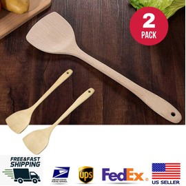 Kitchen 2pc Set Cooking Spoon Spatula Wooden Wok Cooking Utensils Kitchen Handcrafted