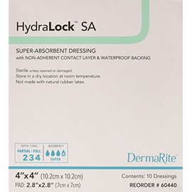DermaRite Hydralock SA Super Absorbent Dressing with Non-Adherent Contact Layer and Waterproof Backing