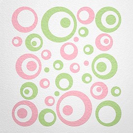 WANDfee® Wall Tattoo, Circles, Dots, 50 Stickers, Colour Choice For Children's Bedroom, Living Room, Hallway, Bathroom, Kitchen, Tile Stickers, green
