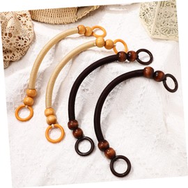 EXCEART 4 Pcs Pearl Wood Handle Purses Handbags Handbag Accessories Diy Bag Supplies Wooden Handle Beaded