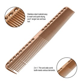 Nicoone Professional Hair Combs, Aviation Aluminum Metal Cutting Comb Hairdressing Comb, Salon Comb Master Barber Comb for Cutting and Hair Styling, Pink- L