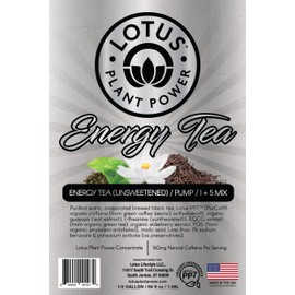 Lotus Energy Tea (unsweetened) | Zero Sugar | 1:5 | Natural Caffeine from Green Coffee Bean | Brewed Black Tea Concentrate
