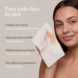 Elementa Toallitas Desmaquillantes, Toallitas Húmedas para Desmaquillar Ojos y Rostro, con Aloe Vera y Vitamina E, Hipoalergénicas, Biodegradables 50 Toallitas (2 paquetes de 25)