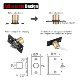 JQK Closet Magnetic Door Ball Catch Hardware, 430 Stainless Steel Catch Adjustable with Strike Plate, Polished Steel Finish 2 Pack, HBC120-BN-P2