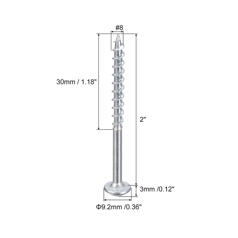 sourcing map #8x2" Pocket Hole Screws, 100pcs Phillips Drive Self