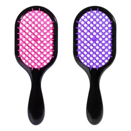 Curly Hair Brush, 2 Pieces Brush for Curls, Detangling Brush for Curly and Straight Hair, Brush for Detangling, for Wet and Dry Hair (Purple, Rose Red)
