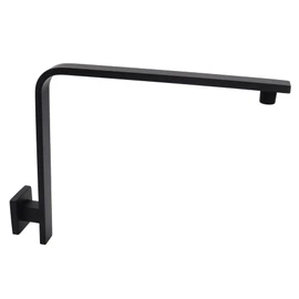 Aquaiaw High Rise Shower Arm and Flange, 10.5 inch, Solid Brass, Square, Matte Black, Gooseneck Raised Shower Head Arm W/Escutcheon, Both Soldered 1/2 NPT Tapered Threads, Wall Mount Shower Extension