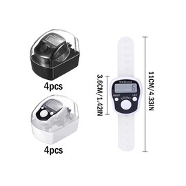 Anlising 8PCS Electronic Finger Counter, LED Electronic Handheld Tally Counter, Lap Track Handheld Counter, 5-Digit Counters Clicker with Box, for Golf Sports Fitness Exercise Warehouse (Black, White)