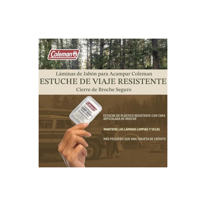 Coleman Camp Sábanas de Jabón Viaje Biodegradables, 25 Hojas Perforadas