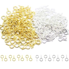 Screw Eyelet UV Resin Accessory Parts, Metal Fittings, Handmade, For DIY, Craft Supplies, 0.2 x 0.4 inches (5 x 10 mm) (Gold x 50 pieces + Silver x 50 pieces)