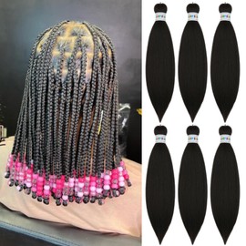Leticia Pre stretched Braiding Hair Black Braiding Hair Pre stretched 16Inch Packs of 6