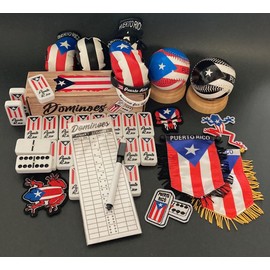 Puerto Rico Gift Pack - Celebrate Your Heritage with a Complete Puerto Rican Gift pack Dominoes flags Boxing Gloves wristbands clothing patches Boricua Experience!