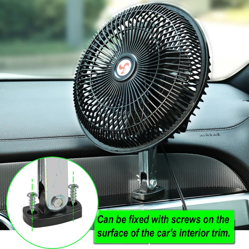 XUKEY 8inch 24V Car Oscillating Clip On Fan Rotatable Cooler