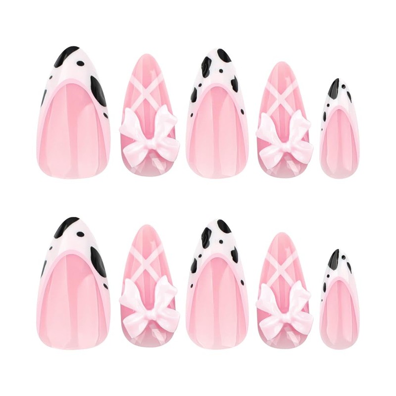 24 Pcs Spring Press on Nails Short Almond,YIHONGYAN Fake Nails