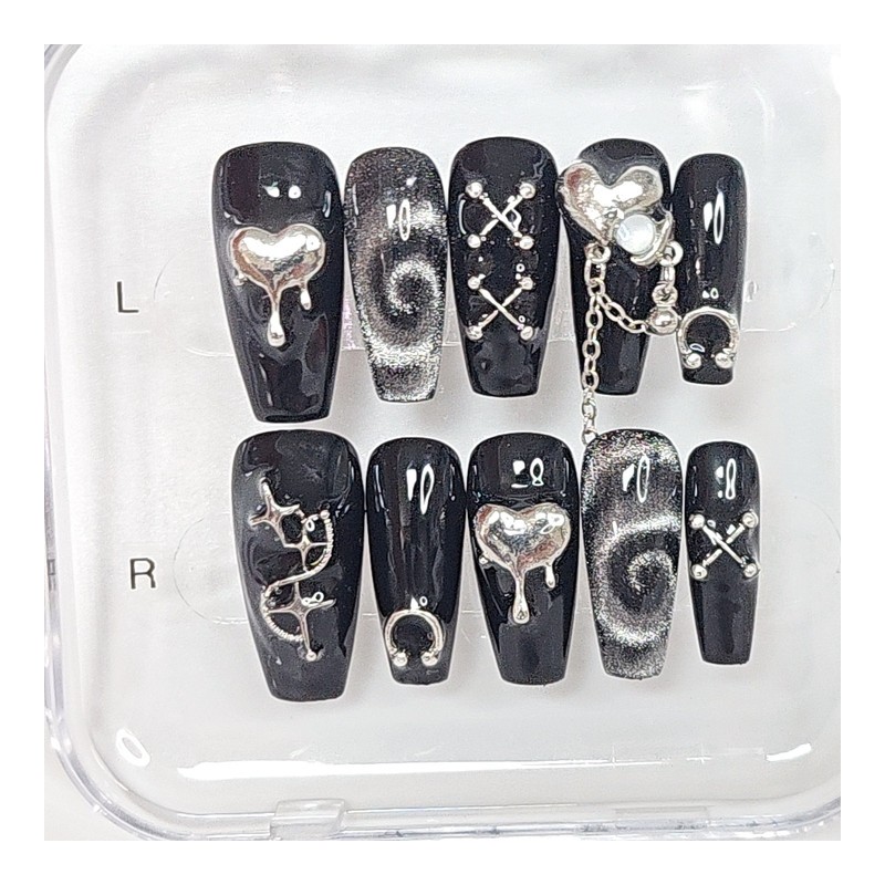 Unknown Black Handmade Nail Tips - Short Oval / 언노운