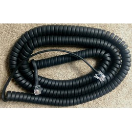 DIY-BizPhones 5-Pack Black 25' Ft Long Handset Cords Compatible with Grandstream Phone GRP GXP GXV 1100 1400 1600 2100 2200 3000 Series IP VoIP Receiver Curly Coil Lot