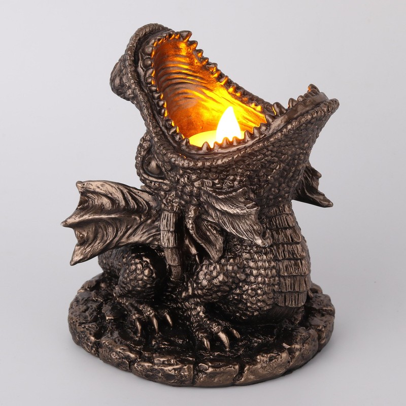 Veronese Design 5 1/4 Inch Dragon Breath Tealight Candle Holder