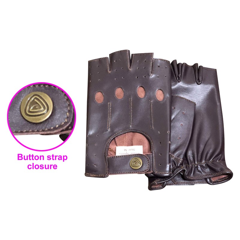 Fingerless Half-Finger Premium Driving/Cycling/Motorcycle Gloves in Real Leather 309
