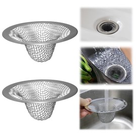Nayyana 2 Small Drain Mesh Baskets Bathroom Sink Strainers Drain Hair Catcher for Laundry Mop Sink Drain Slop RV Sink Stainless Steel Drain Filter