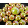 Big Game Toys~25 Glass Marbles Sun Iridescent Yellow/red Swirl Classic