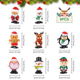 Christmas Wind Up Toy 8 Pack Classic Xmas Clockwork Toy Preschool Toy for Kids Christmas Party Favors Toy Educational Toy Walking Toys Birthday Goody Bag Filler Gift for Boys Girls Kids Toddlers