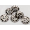 Hartmann-Knöpfe Pack of 6 Shiny Silver 4-Hole Buttons with Imperfect