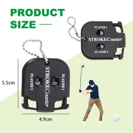FENGRUI 2pcs Golf Stroke Counter,Mini Portable Golf Shot Clicker Counter Black GolfScore Keeper with Dial Reset Tool Key Chain Accessories for Different Kinds Outdoor Sport Competitions and Games