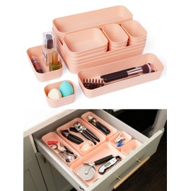 Spacesaver 20-Piece Plastic Drawer Organizer Set – Office, Makeup, Vanity, Bathroom & Desk Drawer Storage Trays – Stackable, Durable PP Bins in Multiple Sizes for Home & Office Organization
