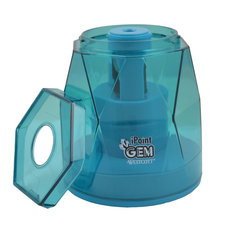 Westcott iPoint® GEM Battery Pencil Sharpener, Blue (00529)
