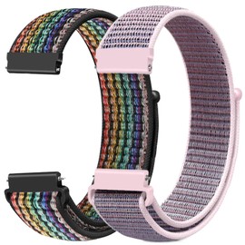 FTYQUEE 2 Pack Nylon Watch Bands Compatible with 16mm 18mm 19mm 20mm 22mm Watch Bands Quick Release Replacement Wristband, Adjustable Stretchy Straps Fabric Bands for Men Women(19mm)