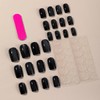 Black Press on Nails Short Square Cat Eye Fake Nails