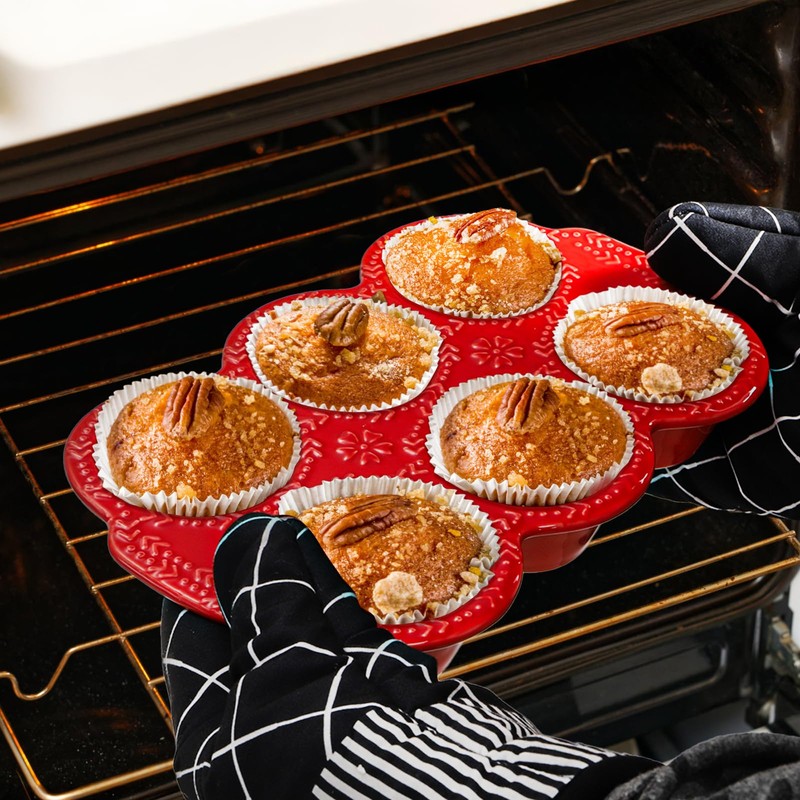 Hiceeden 2 Pack 6-Cup Ceramic Muffin Pan, Nonstick Cupcake Baking