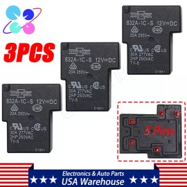 SONG CHUAN 3PCS Replacement For SONG CHUAN 832A-1C-S Power Relay 12VDC 5 Pins 30A 277VAC US