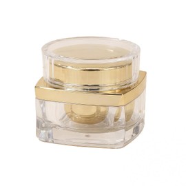 1PCS 30G/1oz Cosmetic Jar Acrylic Cosmetic Bottles With Screw Lid and PP Liner Storage Case Jar Pot Cream Holder for Sample Lotion Essence Emulsion Makeup Face Cream(Clear Golden)
