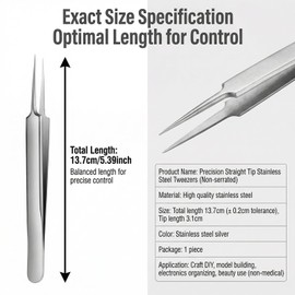 ericotry 1Pcs Stainless Steel Pointed Tweezers Ingrown Hair Tweezer Blackhead Remover Splinter Tweezer