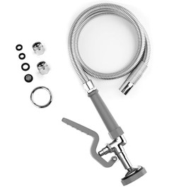 Pre Rinse Spray Valve with 45” Stainless-Steel Hose,1.42 GPM Pre Rinse Sprayer Commercial Sink Sprayer with Ergonomic Handle Commercial Faucet Parts,Fit for Dish Washing Spray （Gray）