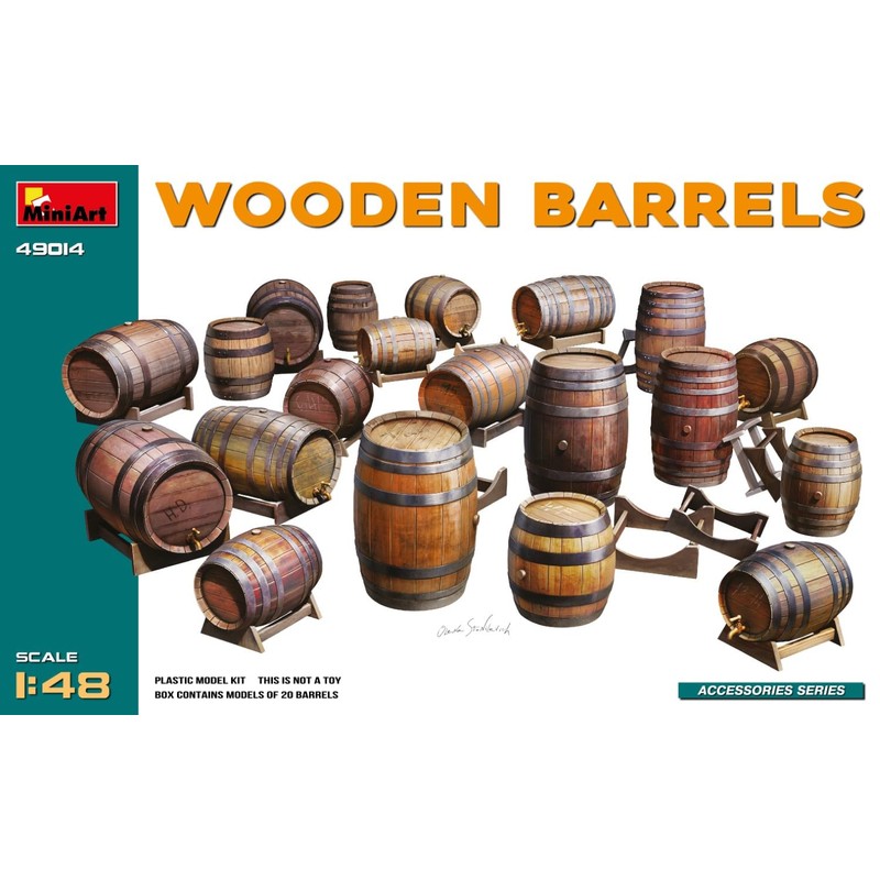 Mini Art 49014 1:48 Wooden Barrels (20) Faithful Replica, Model