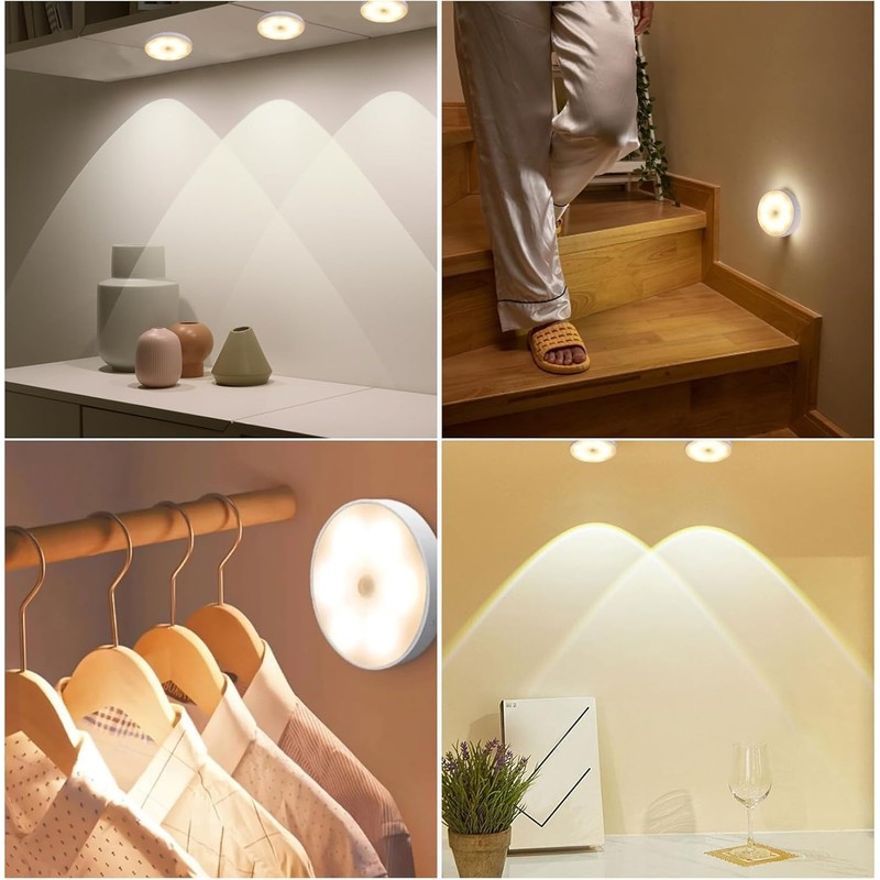 LED Puck Lights with Remote, 3 Color Under Cabinet Puck