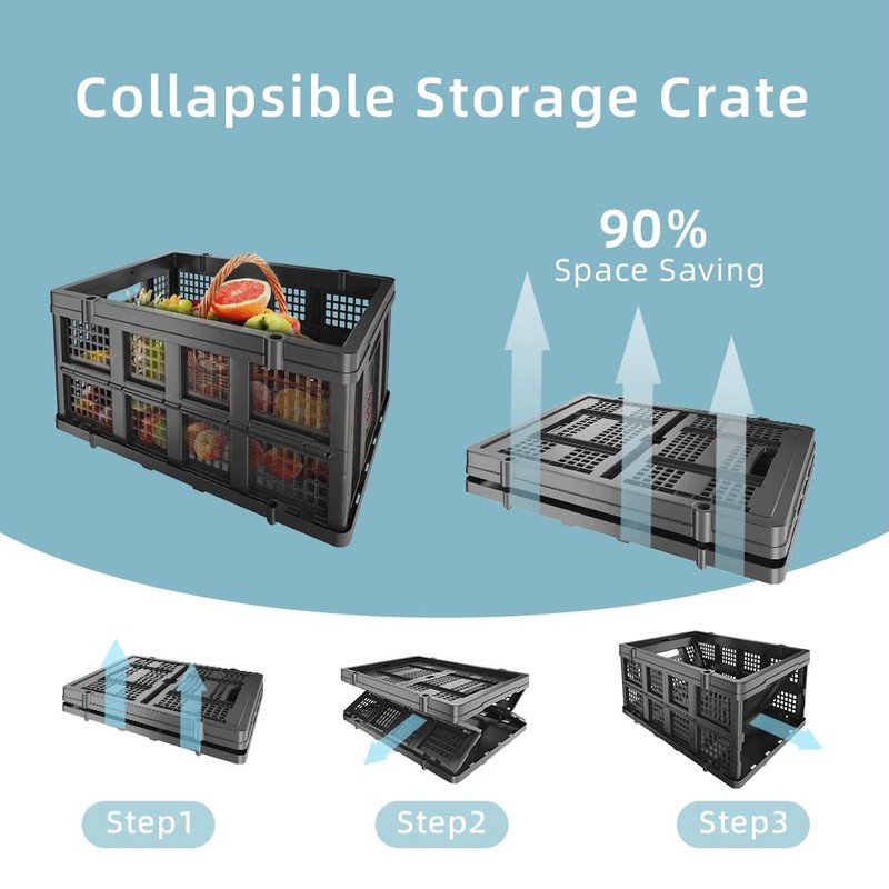 Collapsible Storage Crates | Stackable Storage Baskets | Plastic Folding