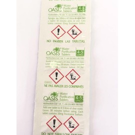 Oasis 33mg Water Purification Tablets 1 Tablet Purifies 4-5 Litre (Pack of 100 Tablets)
