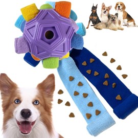 SVIEILLES Furry Fellow Snuffle Ball Interactive Dog Toy with Hidden Treats for Slow Food Training and Playtime Fun Dog Slow Food Training to Relieve Boredom and Stimulating (Purple)